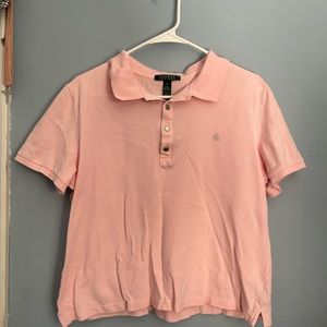 Women’s Ralph Lauren pink collared short sleeved top